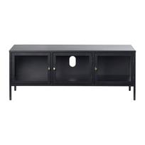Juodas metalinis TV staliukas 132x52 cm Carmel - Unique Furniture