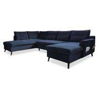 Tamsiai mėlyna velvetinė U formos sofa-lova Miuform Stylish Stan, kairysis kampas