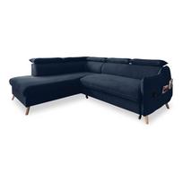 Sulankstoma kampinė sofa iš velveto tamsiai mėlynos spalvos (su kairiuoju kampu) Sweet Harmony – Miuform