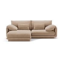 Iš velveto kampinė sofa smėlio spalvos (su kairiuoju kampu/su gultu) Torino – Micadoni
