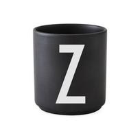 Juodas porcelianinis puodelis Design Letters Alphabet Z, 250 ml