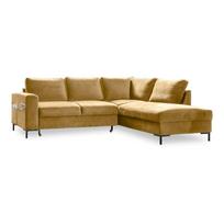 Iš velveto sulankstoma kampinė sofa geltonos spalvos (su dešiniuoju kampu) Lofty Lilly – Miuform