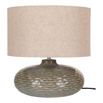 Iš keramikos stalinis šviestuvas khaki spalvos (aukštis 44 cm) su tekstiliniu gaubtu Oldham – House Nordic