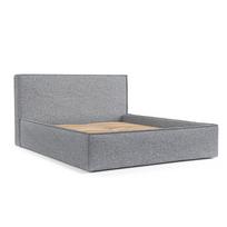 Pilkos spalvos dvigulė lova audiniu dengta su sandėliavimo vieta su lovos grotelėmis 180x200 cm Lounge L – Maison de Rêve