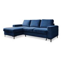 Iš kordinio velveto sulankstoma kampinė sofa tamsiai mėlynos spalvos (su kairiuoju kampu) Lofty Lilly – Miuform