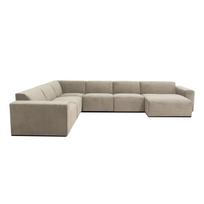 Smėlio spalvos aksominė modulinė U formos sofa Scandic Sting, dešinysis kampas