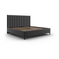Dvigulė lova tamsiai pilkos spalvos audiniu dengta su sandėliavimo vieta su lovos grotelėmis 140x200 cm Casey – Mazzini Beds