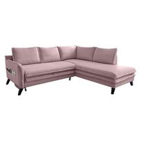 Rausva kampinė sofa-lova Miuform Charming Charlie L, dešinysis kampas