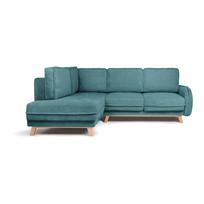 Iš kordinio velveto sulankstoma kampinė sofa turkio spalvos (su kairiuoju kampu) Tori – Bonami Selection