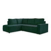 Iš kordinio velveto sulankstoma kampinė sofa tamsiai žalios spalvos (su kairiuoju kampu) Brave Dave – Miuform