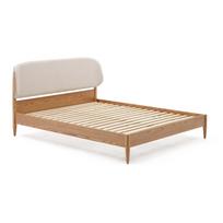 Dvigulė lova iš uosio masyvo smėlio spalvos/natūralios spalvos su lovos grotelėmis 160x200 cm Octavia – Kave Home