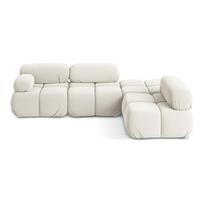 Baltos spalvos iš velveto modulinė kampinė sofa (su dešiniuoju kampu) Lokua – Makamii