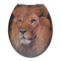 Tualeto sėdynė su 3D paveikslėliu ir lengvu uždarymu Wenko Lion, 44,5 x 38 cm