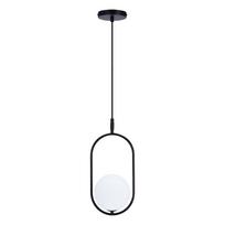 Juodas pakabinamas šviestuvas su stikliniu gaubtu 18,5x15 cm Cordel - Candellux Lighting