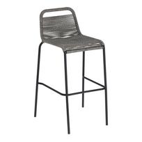 Pilkos spalvos baro kėdė su plienine konstrukcija Kave Home Glenville, aukštis 74 cm