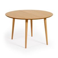 Prailginamas valgomojo stalas natūralios spalvos iš ąžuolo ø 120 cm Oqui – Kave Home