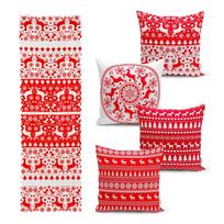 4 kalėdinių pagalvių užvalkalų ir staltiesės rinkinys Minimalist Cushion Covers Christmas