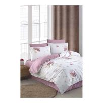 Viengulė/itin ilga patalynė baltos spalvos/rožinės spalvos su paklode/3 dalių 160x220 cm Floral – Mila Home