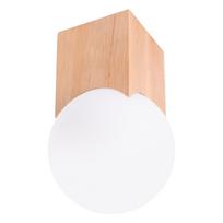 Baltos spalvos/natūralios spalvos iš medienos masyvo lubinis šviestuvas ø 12 cm su stiklo gaubtu Solum – Sollux