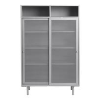 Iš metalo spintelė pilkos spalvos su stumdomomis durimis 90x140x40 cm Veep – Unique Furniture