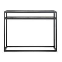 Juodos spalvos konsolinis staliukas su ąžuolo masyvo stalviršiu 30x120 cm Daniël – Spinder Design