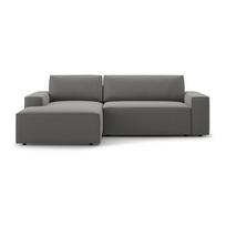 Iš velveto sulankstoma/su sandėliavimo vieta kampinė sofa šviesiai pilkos spalvos (su kairiuoju kampu/su gultu) Jodie – Micadoni