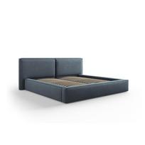 Dvigulė lova tamsiai mėlynos spalvos audiniu dengta su sandėliavimo vieta su lovos grotelėmis 200x200 cm Arendal – Cosmopolitan Design