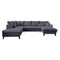 Antracito spalvos U formos sofa-lova Miuform Charming Charlie, kairysis kampas