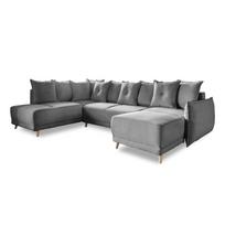 Sulankstoma kampinė sofa iš kordinio velveto pilkos spalvos (su kairiuoju kampu/„U“ formos) Lazy Lukka – Miuform