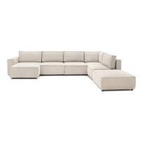 Kampinė sofa kreminės spalvos iš kordinio velveto (su dešiniuoju kampu/„U“ formos) Nihad modular – Bobochic Paris
