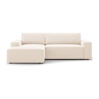 Iš velveto sulankstoma/su sandėliavimo vieta kampinė sofa smėlio spalvos (su kairiuoju kampu/su gultu) Jodie – Micadoni