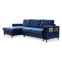 Mėlyna aksominė kampinė sofa Miuform Lofty Lilly, kairysis kampas
