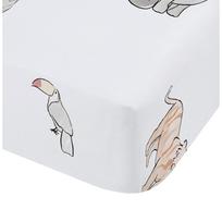 Baltos spalvos iš medvilnės viengulė vaikų patalynė su guma 90x190 cm Zoo Animals – Bianca