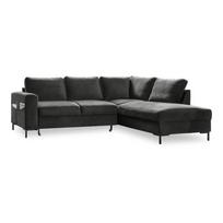 Iš velveto sulankstoma kampinė sofa tamsiai pilkos spalvos (su dešiniuoju kampu) Lofty Lilly – Miuform