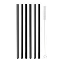 6 juodų stiklinių šiaudelių rinkinys Vialli Design, 20 cm ilgio