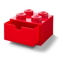 Raudona rašomojo stalo dėžutė su stalčiumi LEGO®, 15 x 16 cm