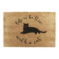 Iš kokoso pluošto grindų kilimėlis 40x60 cm Life Is Better With a Cat – Artsy Doormats