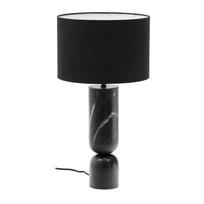 Juodos spalvos iš marmuro stalinis šviestuvas (aukštis 57 cm) su tekstiliniu gaubtu Vex – Kave Home