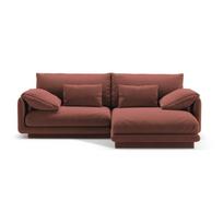 Iš velveto kampinė sofa rožinės spalvos (su dešiniuoju kampu/su gultu) Torino – Micadoni
