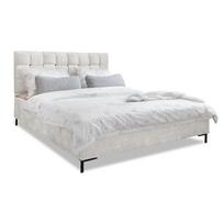 Dvigulė lova kreminės spalvos audiniu dengta su lovos grotelėmis 140x200 cm Eve – Miuform