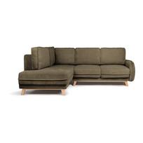 Iš kordinio velveto sulankstoma kampinė sofa žalios spalvos (su kairiuoju kampu) Tori – Bonami Selection