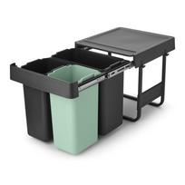 Iš plastiko šiukšliadėžė mėtų spalvos/tamsiai pilkos spalvos rūšiavimui/įmontuota 40 l Sort&Go – Brabantia