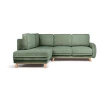 Iš kordinio velveto sulankstoma kampinė sofa šviesiai žalios spalvos (su kairiuoju kampu) Tori – Bonami Selection