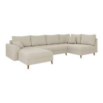 Iš kordinio velveto kampinė sofa kreminės spalvos (su kairiuoju kampu/„U“ formos) Ariella – Ropez