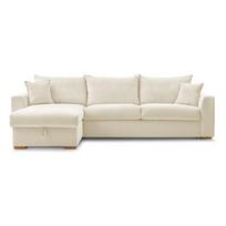 Iš kordinio velveto sulankstoma kampinė sofa kreminės spalvos (kintama) Augustin – Bobochic Paris
