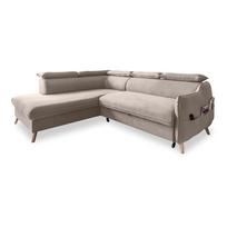 Sulankstoma kampinė sofa iš velveto smėlio spalvos (su kairiuoju kampu) Sweet Harmony – Miuform