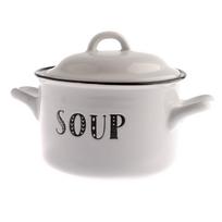 Baltas keraminis puodas su dangčiu Dakls Soup, 920 ml