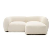 Kreminės spalvos iš šenilinio audinio kampinė sofa (su dešiniuoju kampu/su gultu) Martina – Kave Home