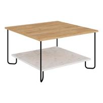 Kavos staliukas baltos spalvos/natūralios spalvos su ąžuolo dekoro stalviršiu 80x80 cm Tonka – Marckeric