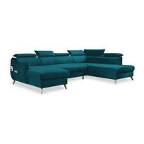 Sulankstoma kampinė sofa iš velveto turkio spalvos (su dešiniuoju kampu/„U“ formos) Sweet Harmony – Miuform